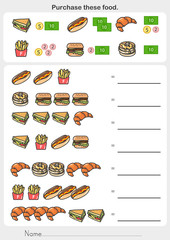 Wall Mural - Purchase these food worksheet. Check product prices and summary