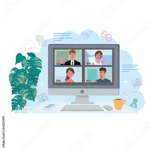 リモートワーク オンライン会議 在宅勤務 テレワーク イラスト Stock Vector Adobe Stock リモートワーク オンライン会議 在宅勤務 テレワーク イラスト Stock Vector Adobe Stock