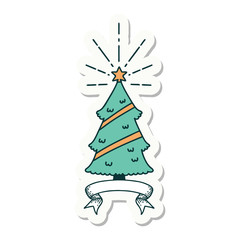 sticker of tattoo style christmas tree with star