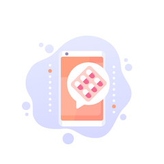 Sticker - pill reminder app vector icon with phone