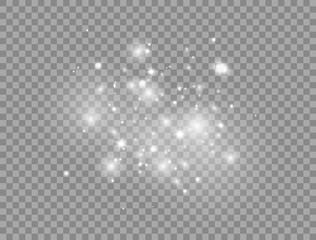 Wall Mural - glowing light effect on transparent background. bright white stars explosion with sparkles. sun flas