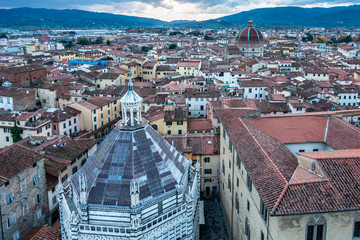 Wall Mural - Beautiful aerial view of Pistoia from the bell tower of San Zeno cathedral, the best viewpoint of the city, Tuscany, Italy,