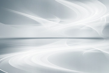 Poster - Awesome white and grey abstract background. Futuristic motion waves perspective design. Interior home decoration.