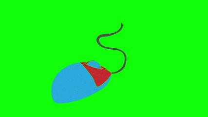 Poster - computer mouse hand drawn green screen. floating loop animation