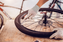 Bicycle Tire Care, Bike Care For Cyclist, Close-up.