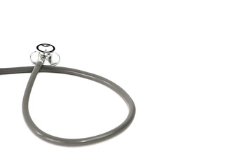 Wall Mural - Gray Stethoscope isolated on white background.