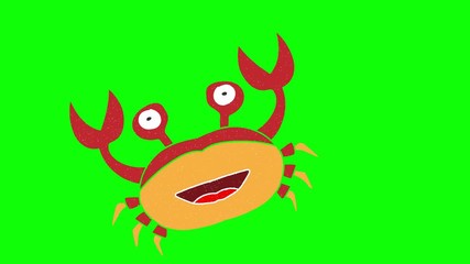 Poster - crab hand drawn green screen. floating loop animation
