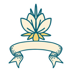 tattoo with banner of a water lily
