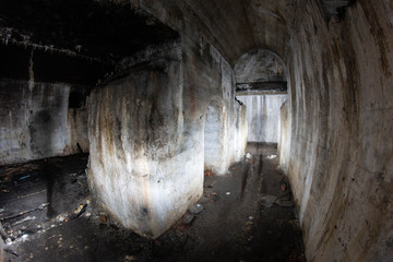 Canvas Print - tunnels of an abandoned bomb shelter