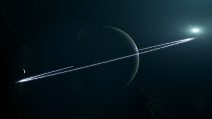 Wall Mural - Green Exoplanet 3d render for background