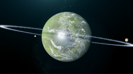 Wall Mural - Green Exoplanet 3d render for background