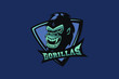 Hand drawn sport team mascot logo design. T-shirt print illustration. Gorilla.