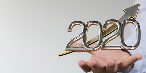 business year 2020 up goals and  success illustration