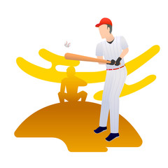 Wall Mural - Vector illustration of two baseball player in action. Sport concept