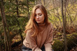 © Альбина Хусаинова - red head woman in sweater in forest