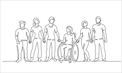 group of people hold hands. friends together