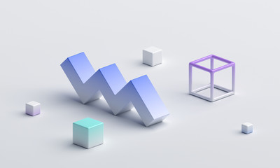 Aufkleber - Abstract 3d render, modern geometric background design, colorful composition