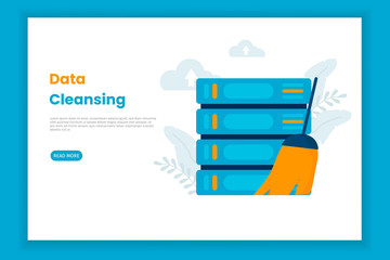 Wall Mural - Data cleansing illustration concept. This design can be used for websites, landing pages, UI, mobile applications, posters, banners
