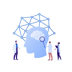 neurology science and brain research concept. vector flat person illustration. group of multiethnics