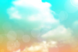 Fototapeta Na ścianę - Summer Holiday Concept: Abstract Blurred Light Beach with Autumn Sky Sky Background