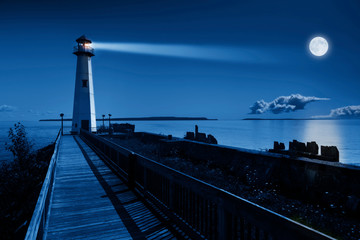 Wall Mural - this is a beautiful photo illustration of a dramatic night time scene of a blue moonrise in a clear 