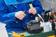 fusion splicer for fiber optic cable conection by welding. Electrical service