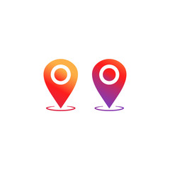 Poster - Geo pin, location icon in different colors or geolocation, gps, map pointer in social media instagram concept for applications, web, app. Isolated white background. EPS 10 vector.