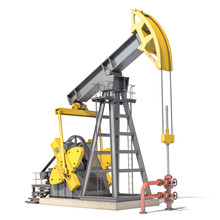 Oil Pump Jack Isolated On White Background.