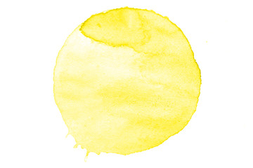 Poster - yellow watercolor circle isolated on white