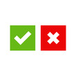 © pambudi - vector of check mark icon and cross icon in trendy flat design