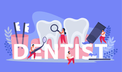 Poster - Dental Text Flat Composition