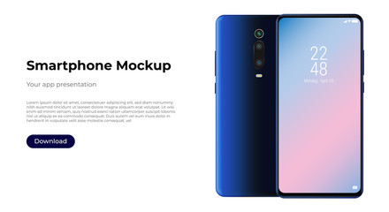 Wall Mural - realistic smartphone mockup front and back sides. mobile phone blank screen, white screen. device ui