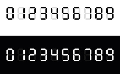 Poster - calculator digital numbers. digital clock number. set black and white electronic figures. counter, c