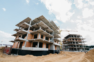 
construction of a new house in a modern residential quarter with a European design