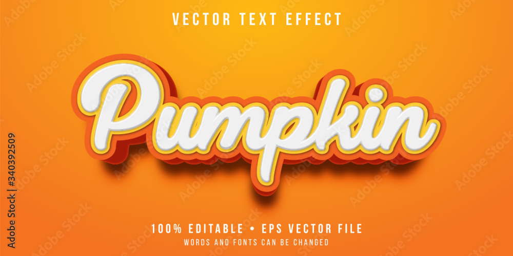 Editable text effect - orange pumpkin style - obrazy, fototapety, plakaty 