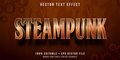 Wall Mural - Editable text effect - steampunk metal style