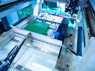 Poster - Chip manufacturing. Microelectronic enterprise. Work microelectronic production. Chips. Silicon wafer transistors. Stepper. Photolithography. EUV lithography. Chip development. Chip factory