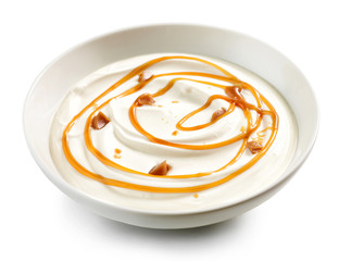 Wall Mural - bowl of caramel yogurt