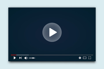 Poster - Desktop web video player. Multimedia player social media, play video online window with navigation icons, modern social media video player interface template for web and mobile apps – for stock vector