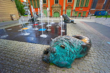 Fototapete - Fountain sea city of Gdansk