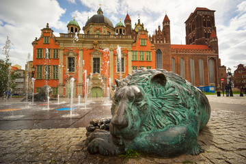 Fototapete - Fountain sea city of Gdansk
