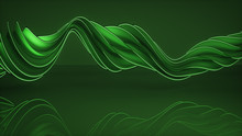 Glowing Green Twisted Spiral Shape 3D Render