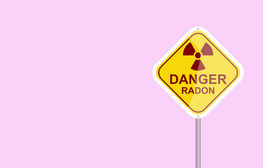 Wall Mural - Alert signal, danger. Radon, is a contaminant that affects indoor air quality worldwide. Illustration with reference to background radiation. Radioactive, colorless, odorless, tasteless noble gas.