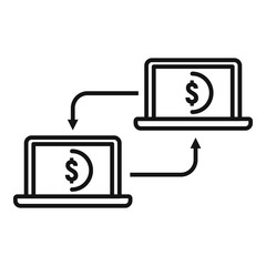 Poster - laptop network money transfer icon. outline laptop network money transfer vector icon for web design