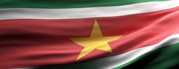 Suriname national flag waving texture background. 3d illustration