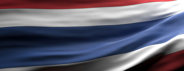 Sticker - Thailand national flag waving texture background. 3d illustration