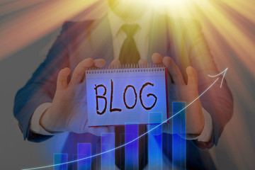 Poster - Text sign showing Blog. Business photo text regularly updated website web page run by individual
