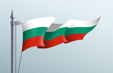 Bulgaria flag state symbol isolated on background national banner. Greeting card National Independence Day of the Republic of Bulgaria. Illustration banner with realistic state flag.