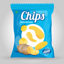 Vector Illustrations Of Potato Chips Packaging Template Design