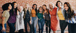 canvas print picture - Happy diverse women in a row